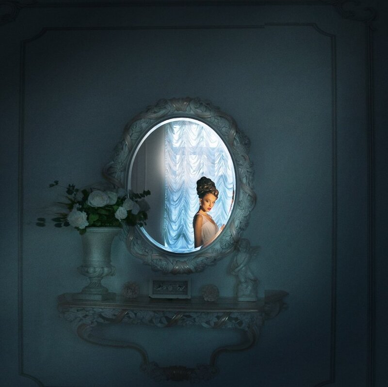 Woman in Ornate Mirror — Blue