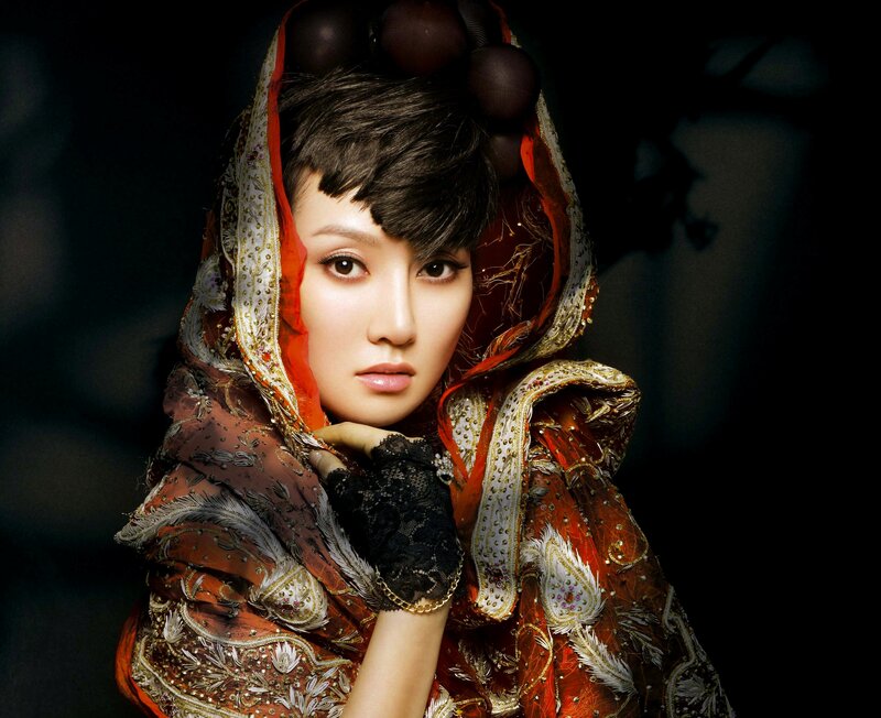 woman in ornate red costume