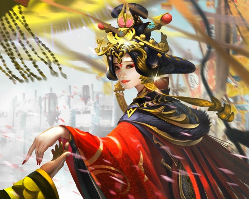 Woman in Ornate Red Robe