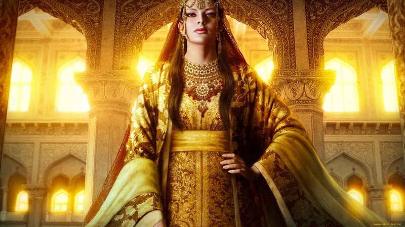 Woman in Ornate Robe — Gold