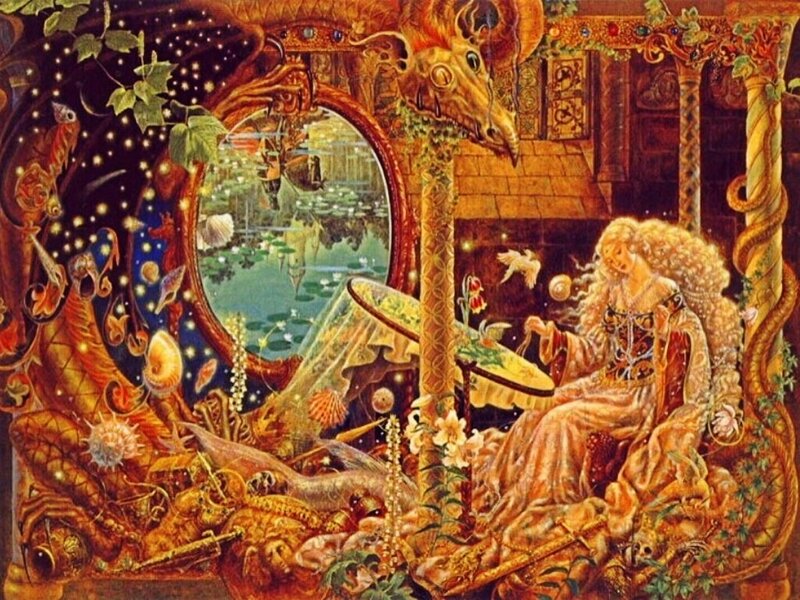 Woman in Ornate Room — Gold, Fantastical