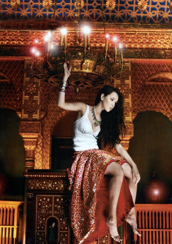 Woman in Ornate Room — Red