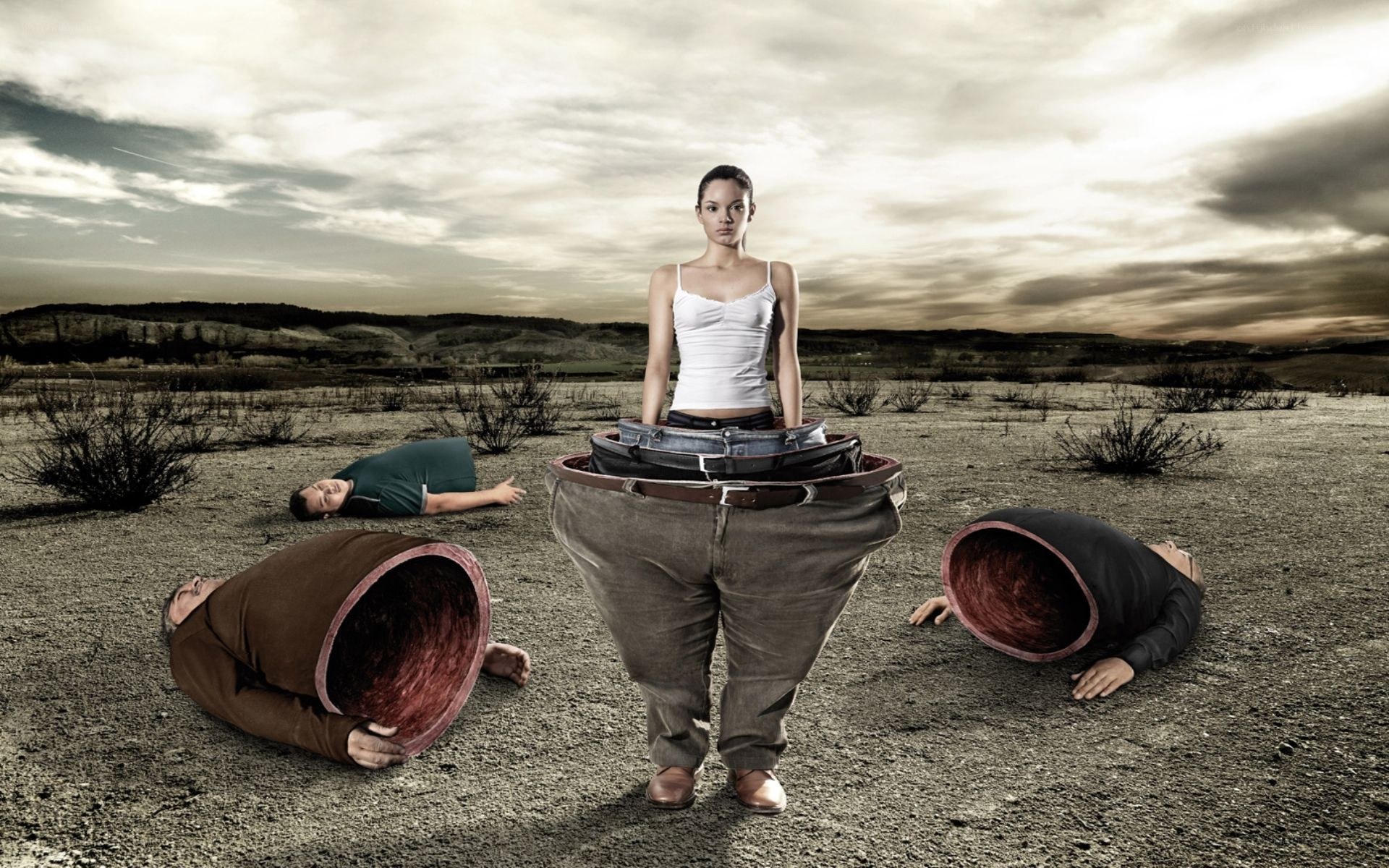 woman in oversized pants