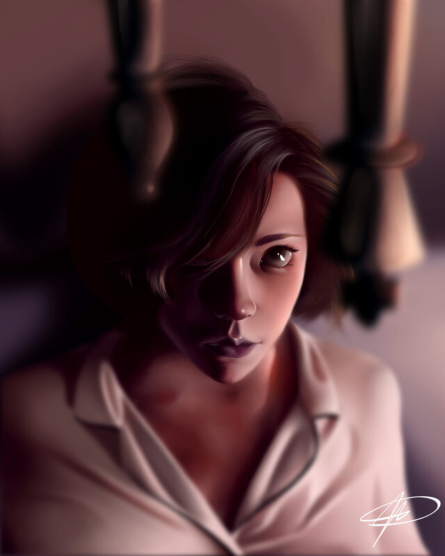Woman in Pajamas — Brown, Dramatic