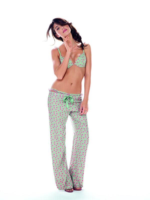 Woman in Pajamas — Green, Neutral, Photograph