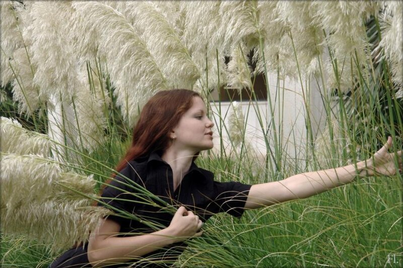woman in pampas grass