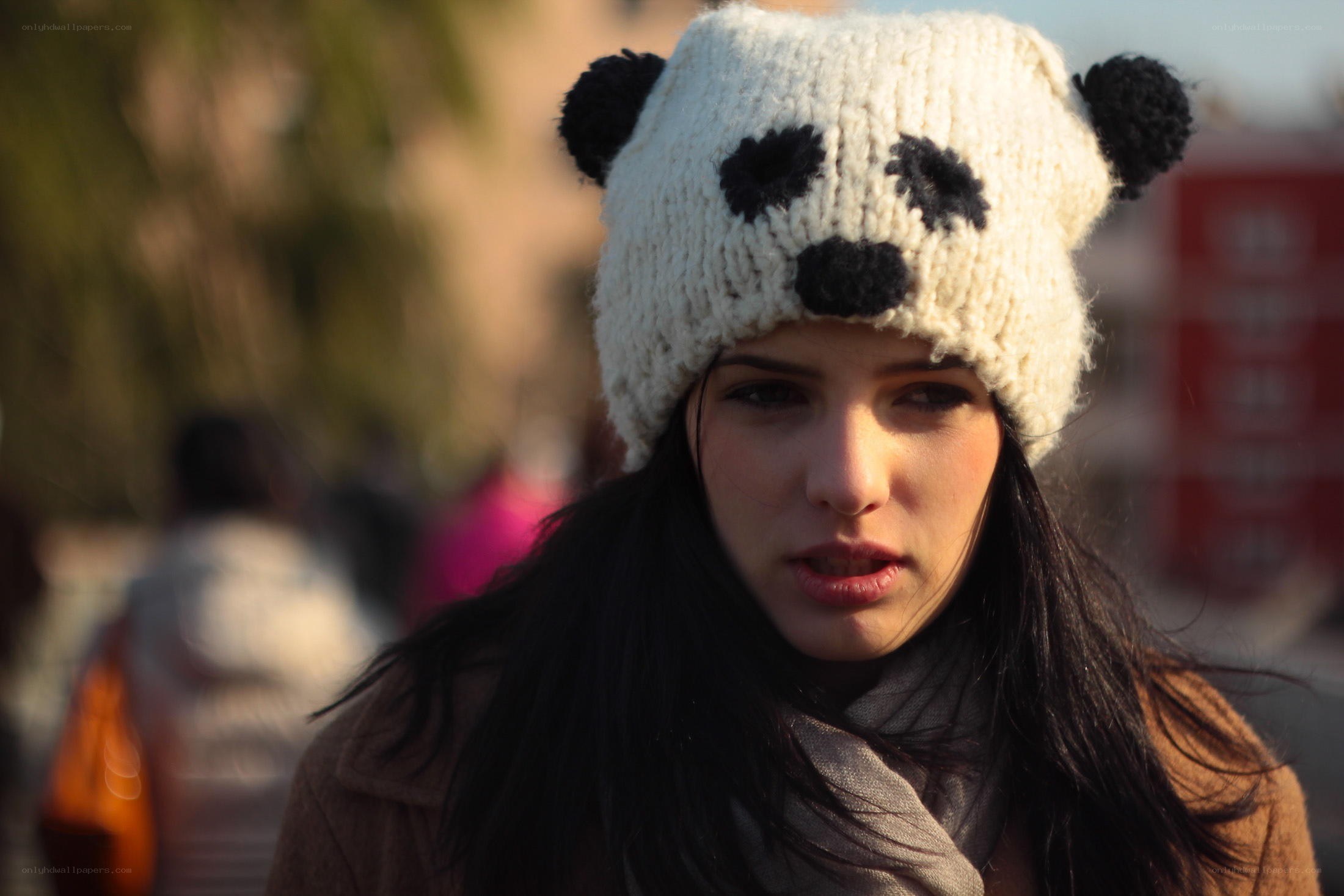 Woman in panda hat