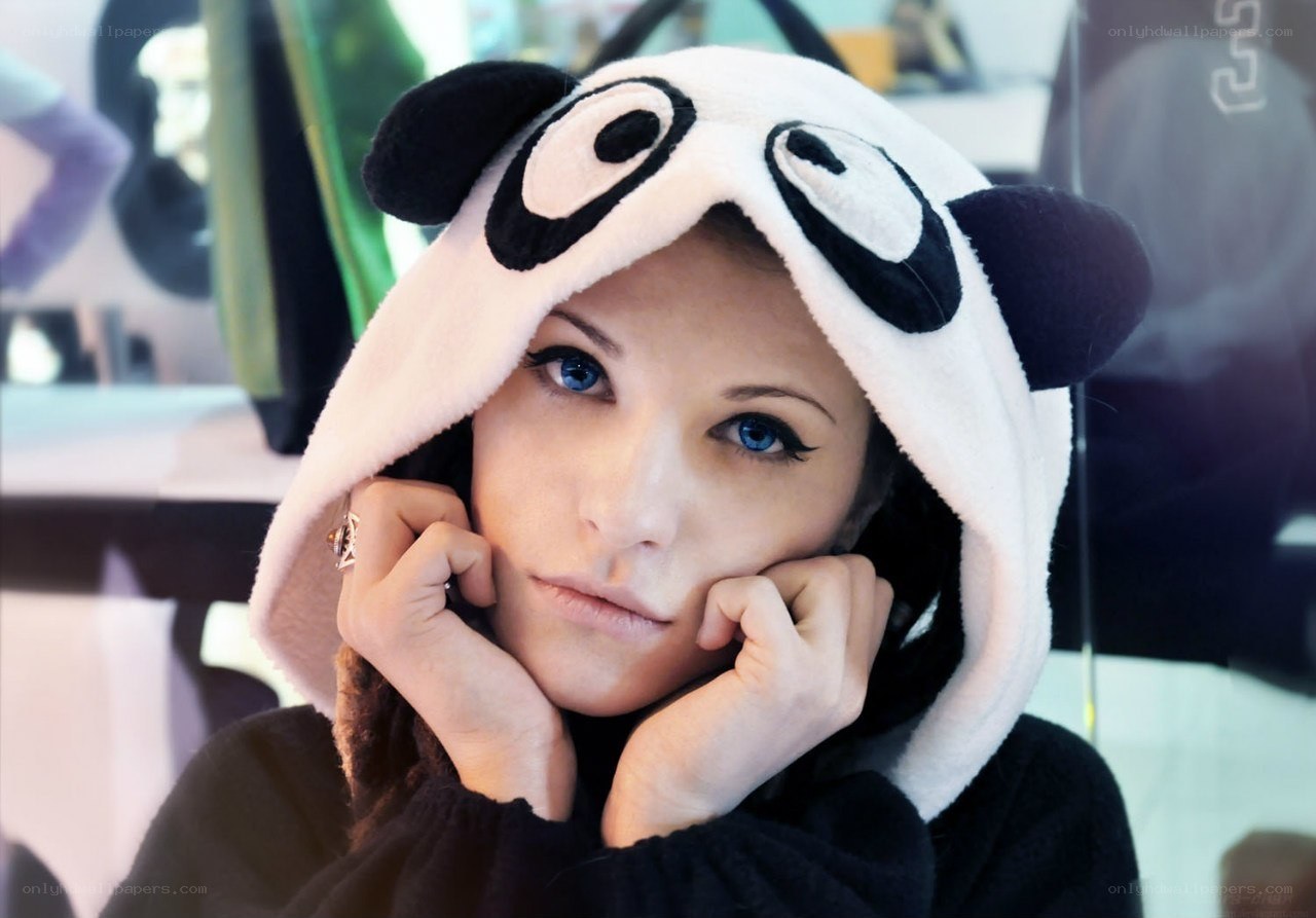 Woman in panda hat