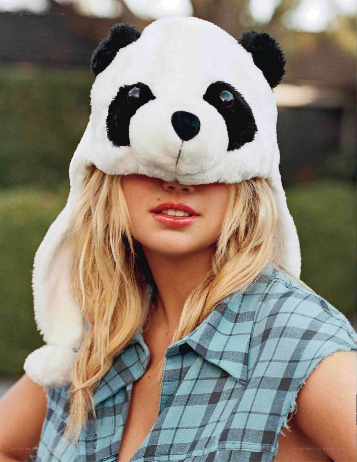 woman in panda hat