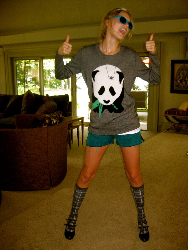 woman in panda sweater