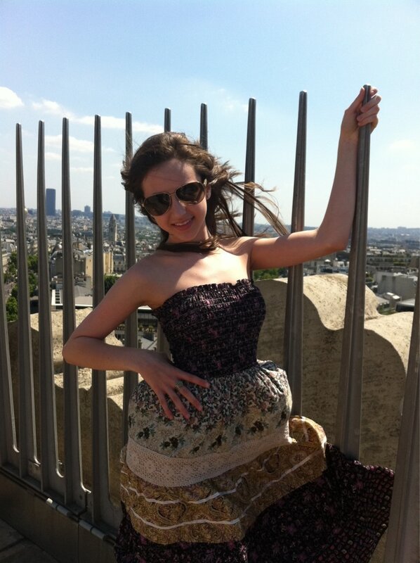 Woman in Paris with city view