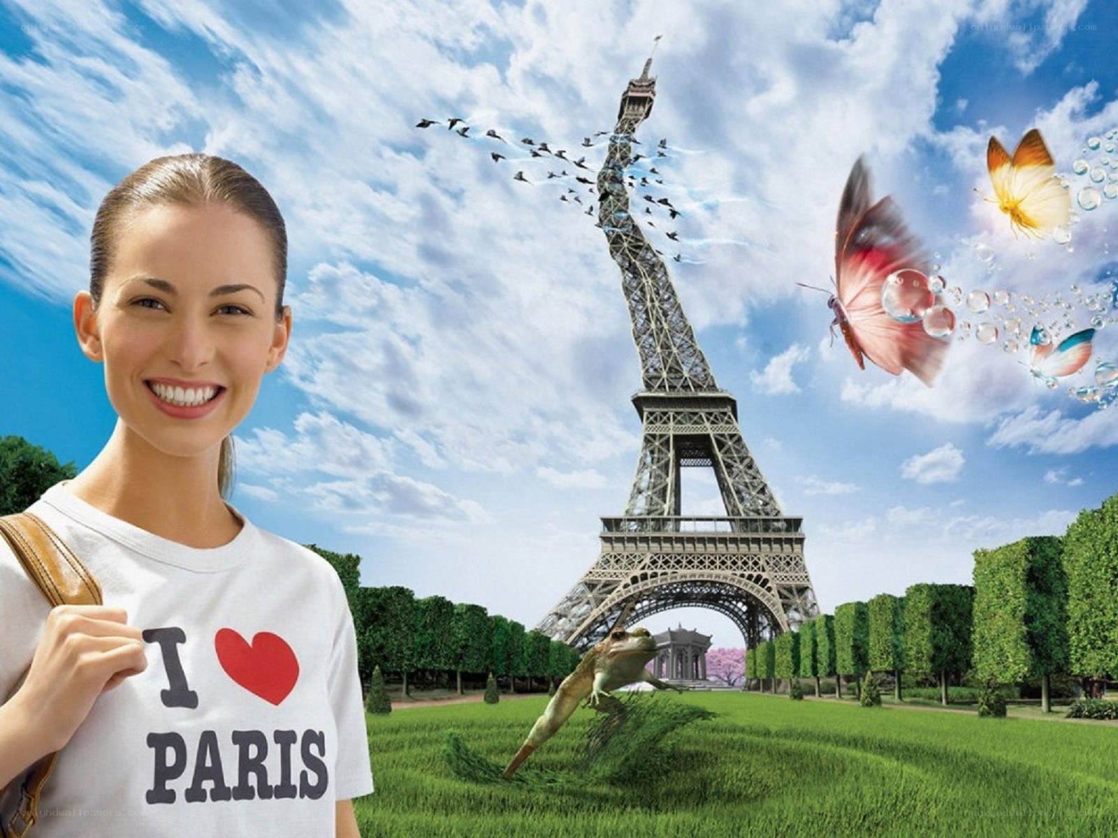 Woman in Paris with Eiffel Tower