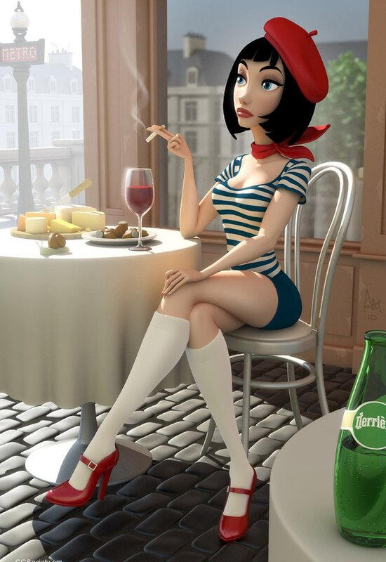 Woman in Parisian café
