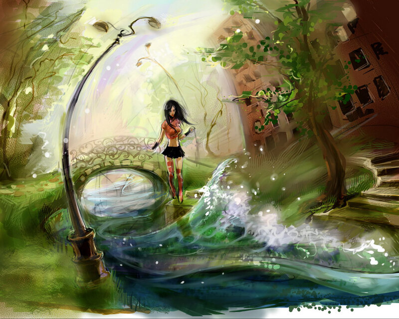 Woman in Park — Green
