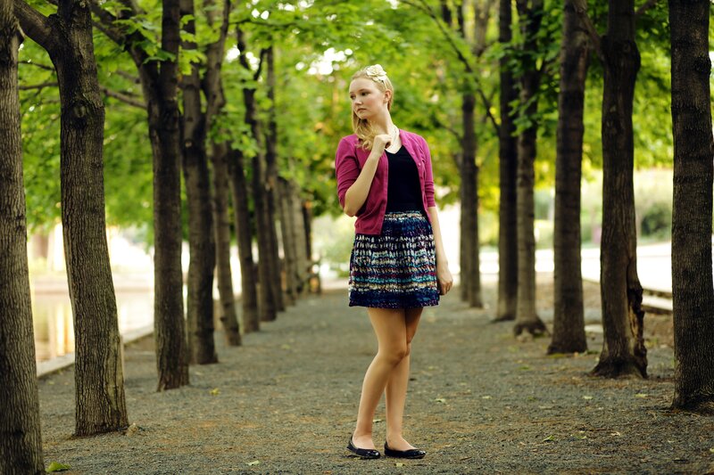 Woman in park with trees