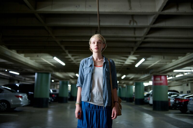 woman in parking garage