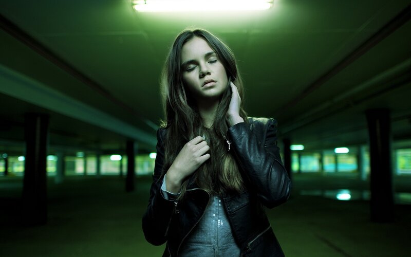 woman in parking garage