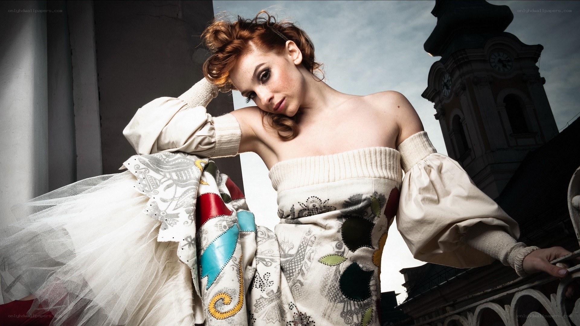 woman in patchwork dress