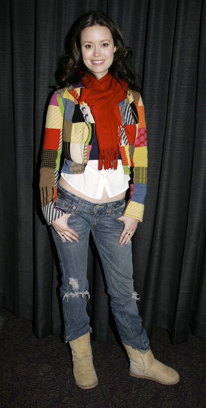 Woman in Patchwork Jacket — Red