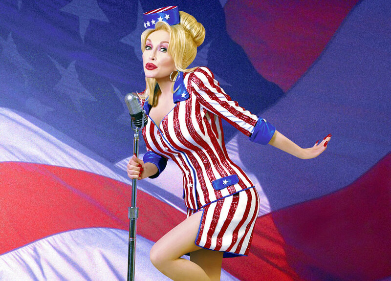 Woman in Patriotic Outfit — Red, Dramatic, Photograph