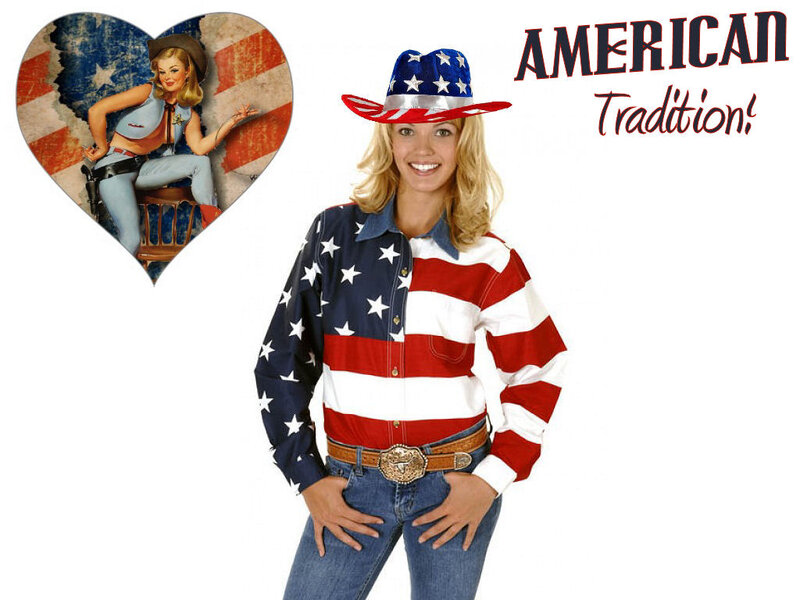 Woman in Patriotic Outfit — Red, Photograph