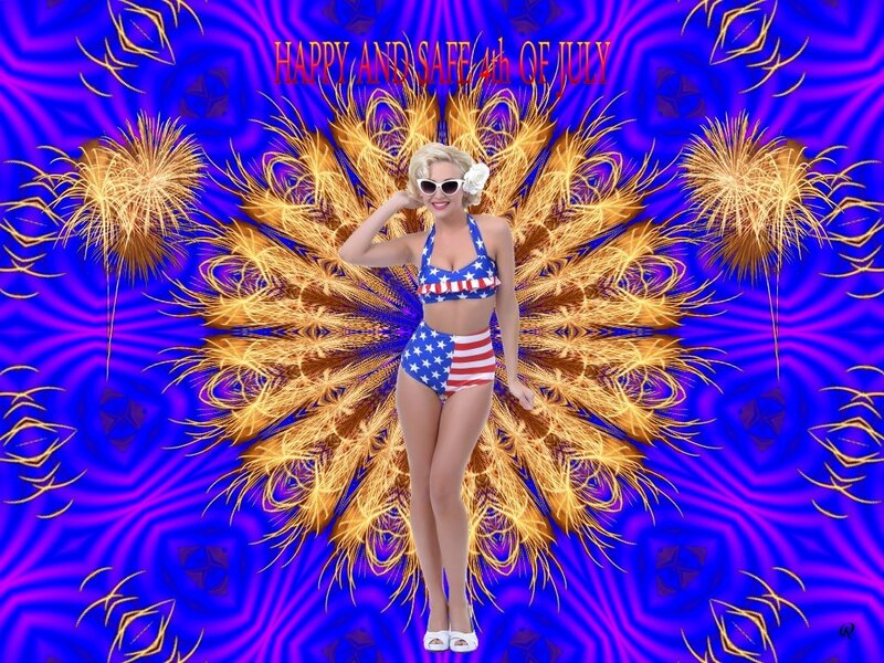 Woman in Patriotic Swimsuit — Blue, Festive