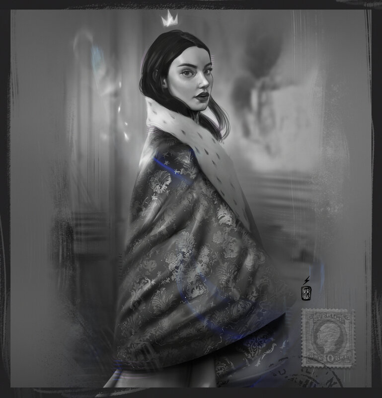 Woman in Patterned Cloak