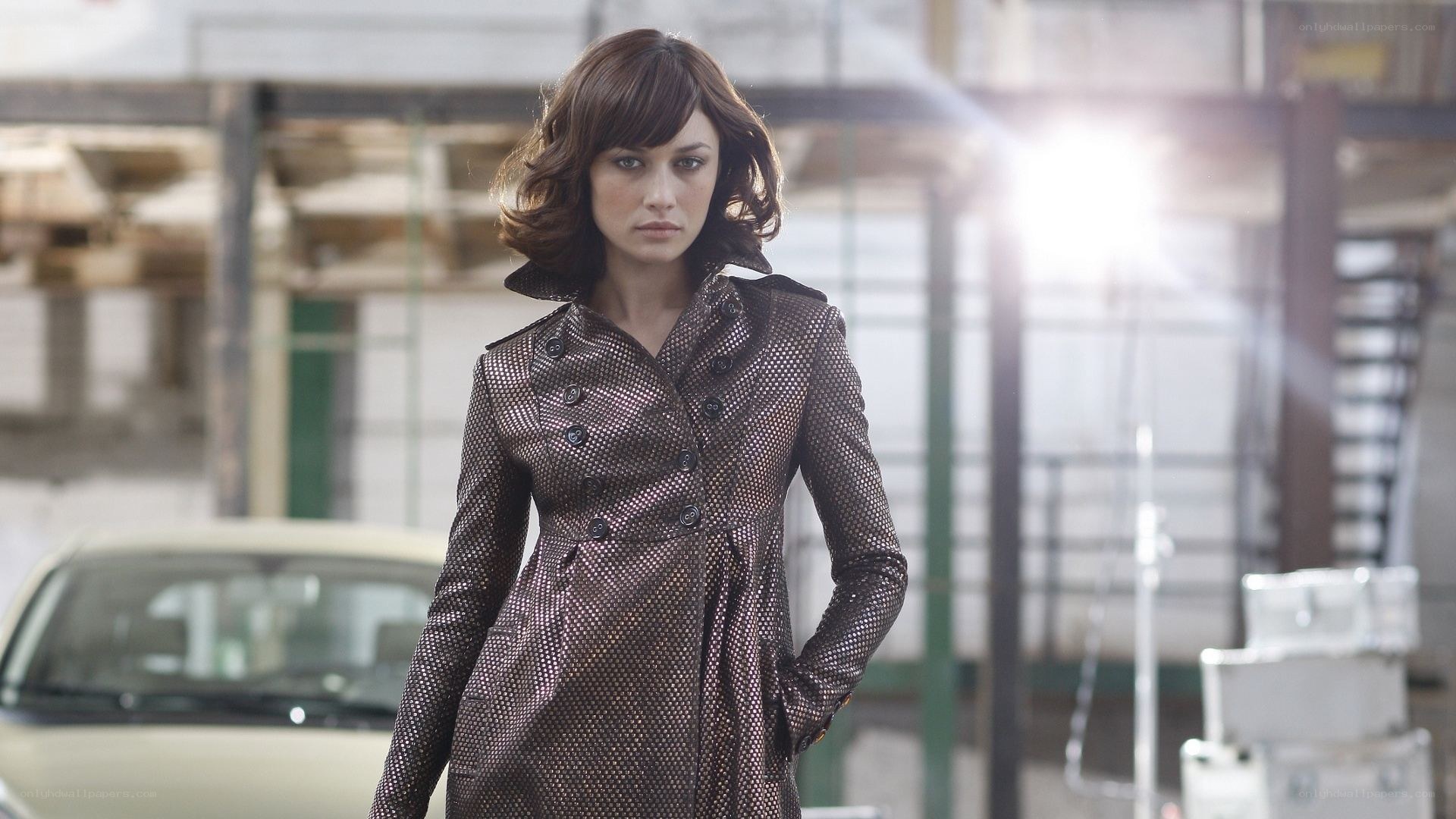 woman in patterned coat