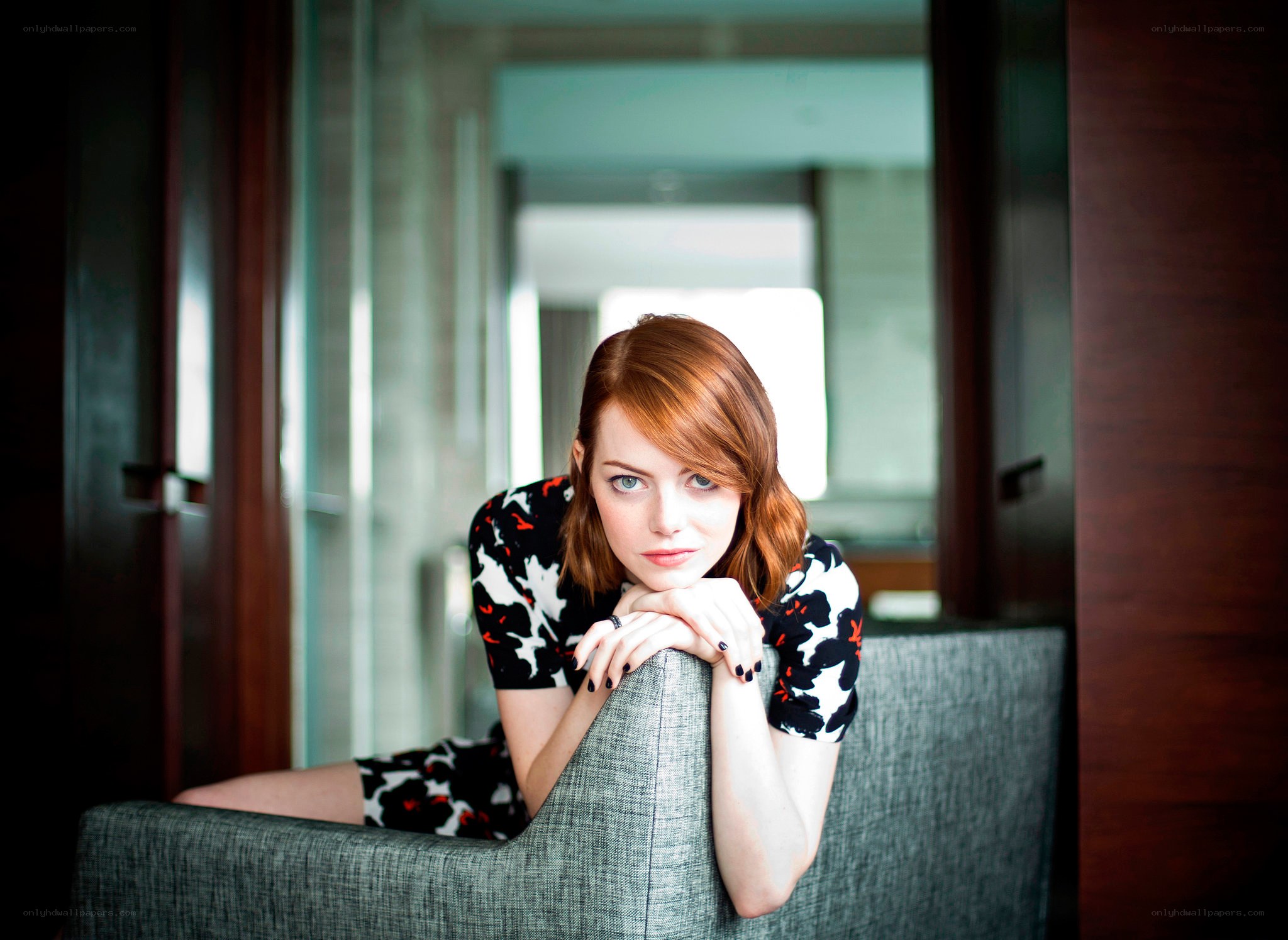woman in patterned dress