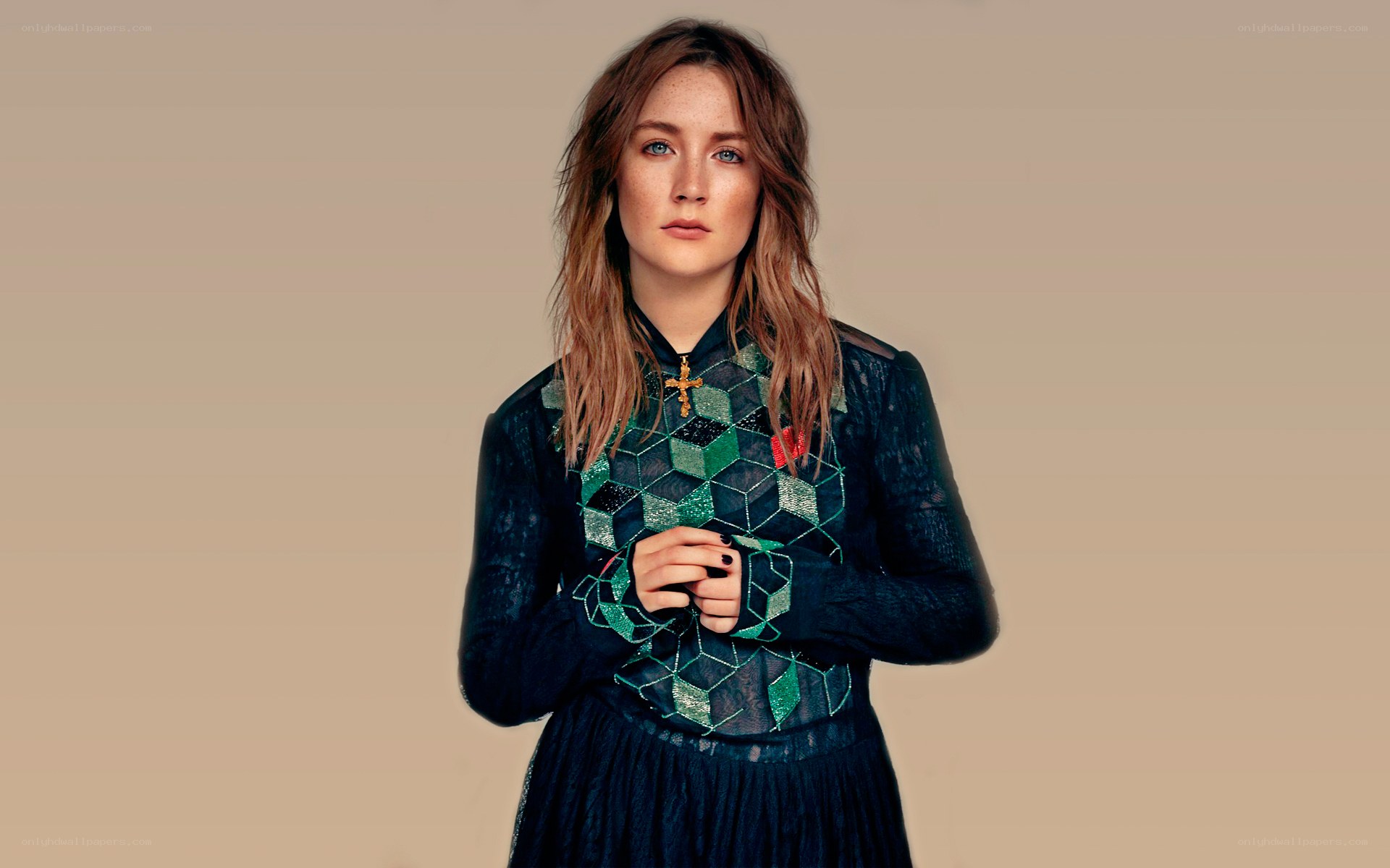 woman in patterned dress