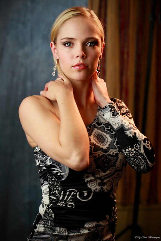 woman in patterned dress