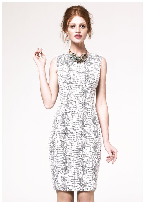 woman in patterned dress