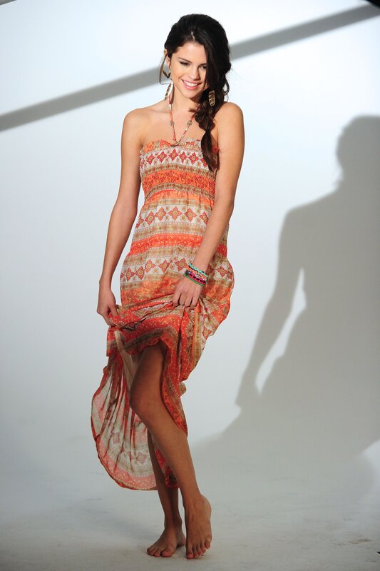 Woman in patterned dress