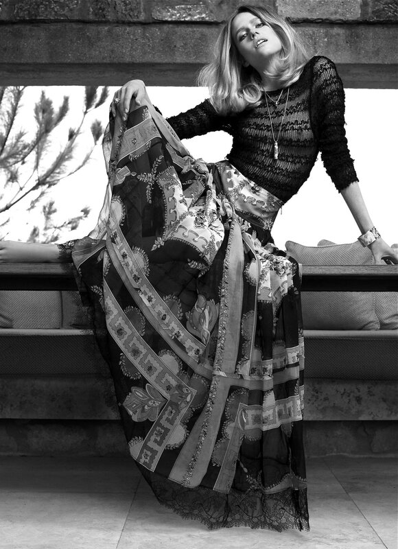 woman in patterned dress