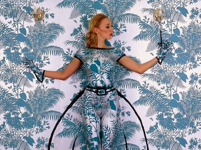 woman in patterned dress