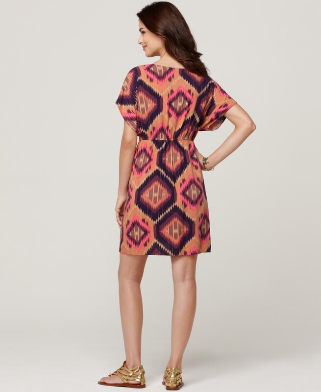 woman in patterned dress