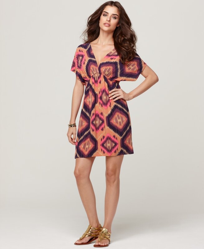 woman in patterned dress