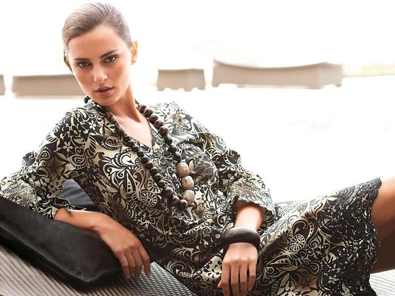 Woman in Patterned Dress — Black, Calm
