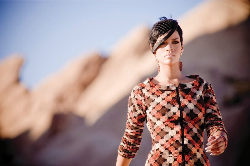 woman in patterned dress outdoors