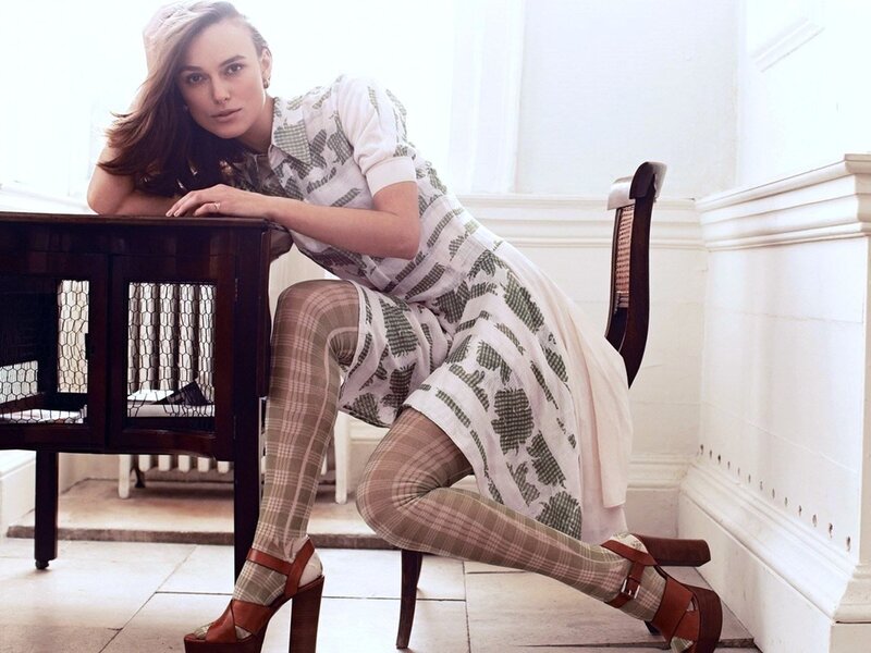 Woman in Patterned Dress — White, Calm, Photograph, Tights