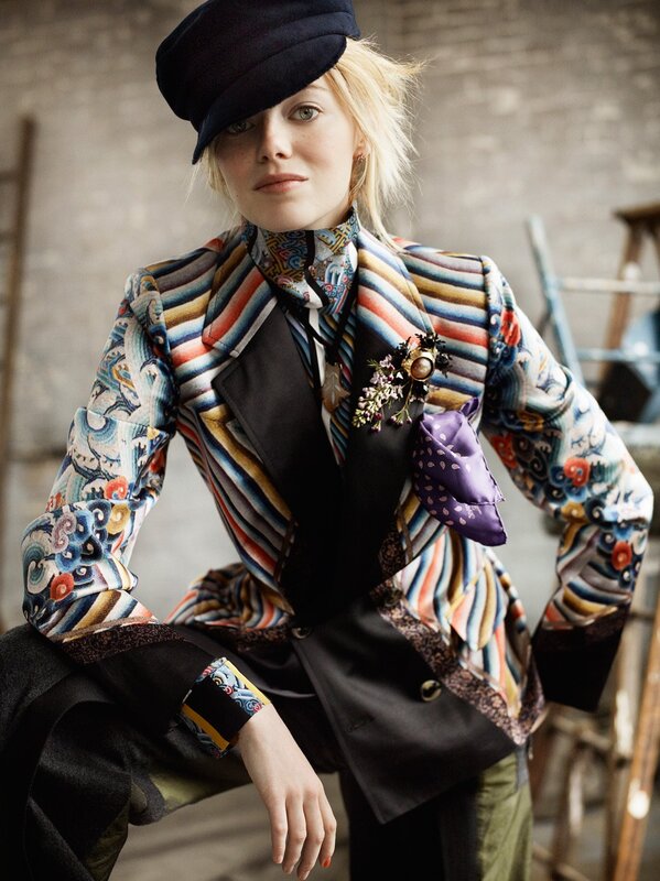 Woman in Patterned Jacket — Black, Dramatic, Photograph, Hat