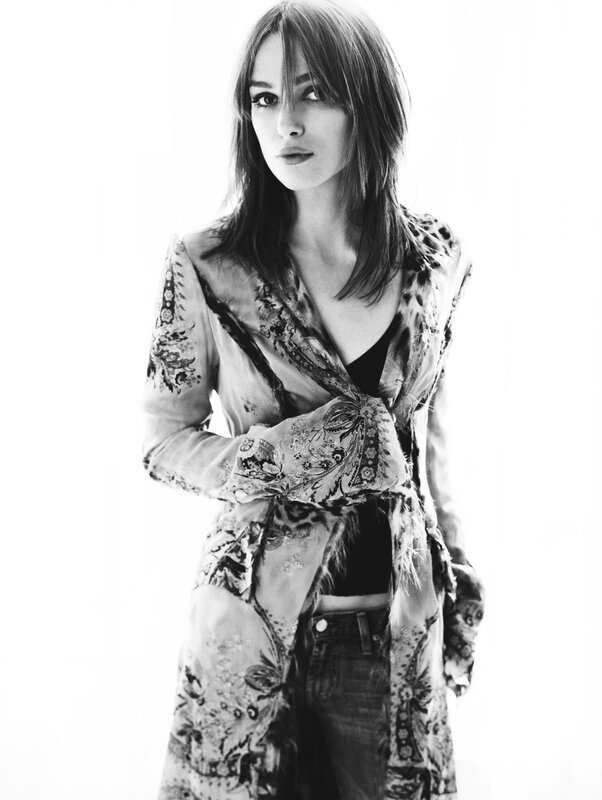 Woman in Patterned Jacket — Black, Dramatic, Photograph