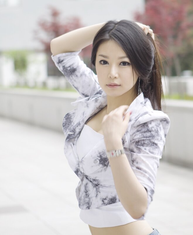 Woman in Patterned Jacket — White, Neutral