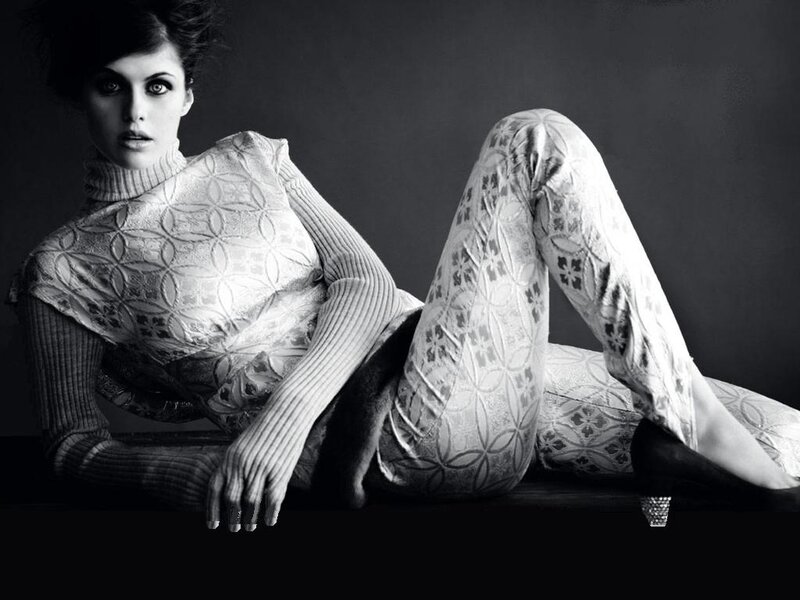 Woman in Patterned Outfit — Black, Dramatic, Photograph