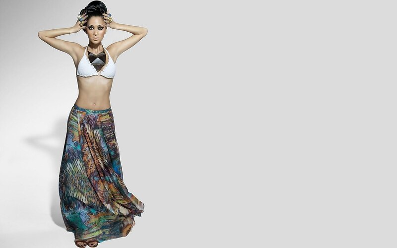 Woman in Patterned Skirt — White, Confident