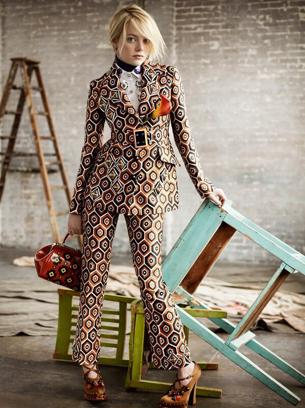 Woman in Patterned Suit — Brown