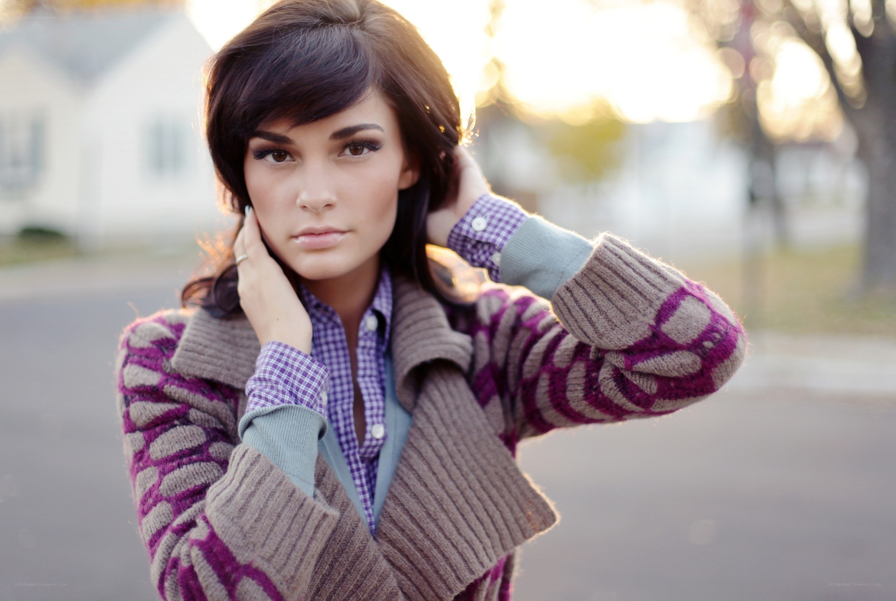 woman in patterned sweater