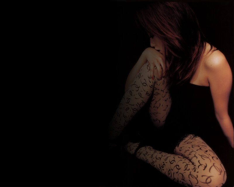woman in patterned tights