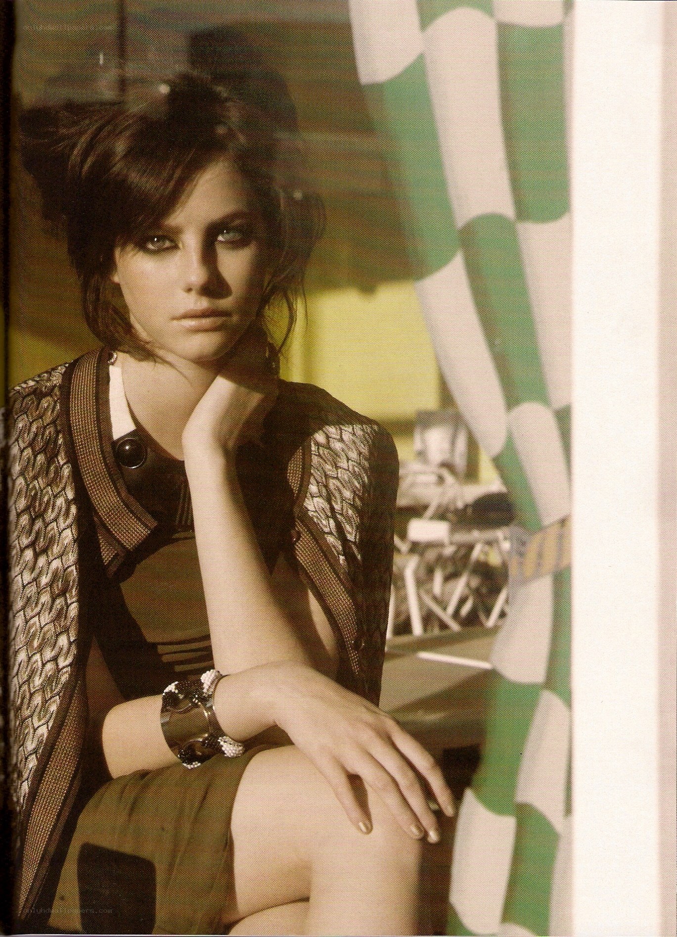 woman in patterned top