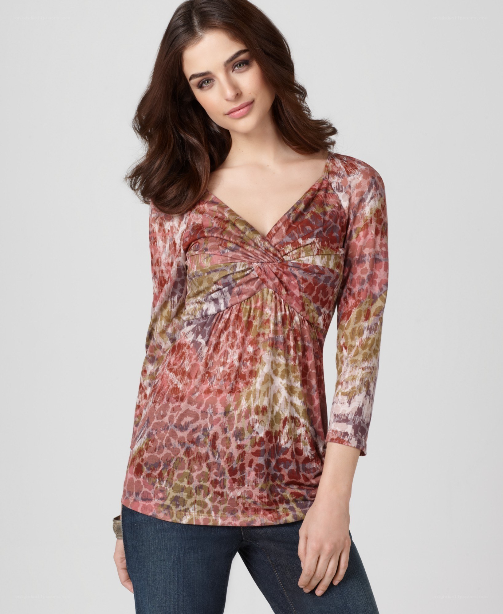 woman in patterned top
